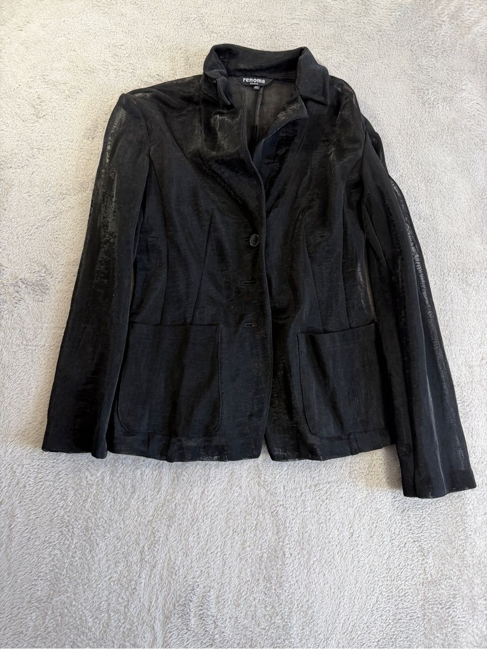 Renoma Paris Vintage Sheer Women's Black Blazer 42 M/L